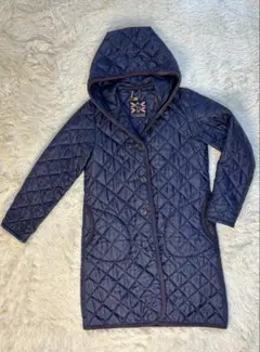 【ラベンハム】ネイビー キルティングジャケット フード付き M レディース