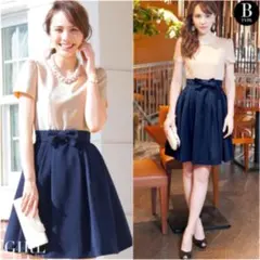 パーティードレス ピンク×ネイビー バイカラー 結婚式 お呼ばれ