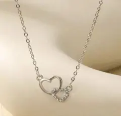 ダブルハートネックレス レディース 韓国風 可愛い