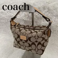 COACH 極美品コーチ　ハンドバッグ　s34　シグネチャー　ミニバッグ　茶