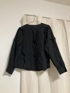 【週末価格】LOWRYSFARM 黒 フリル長袖シャツ M