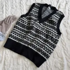 GANGWEI Vネックニットベスト フリーサイズ