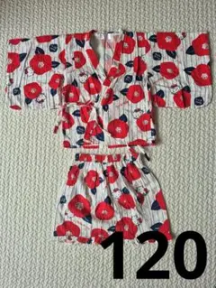 ハローキティ椿柄 浴衣 甚平 120cm