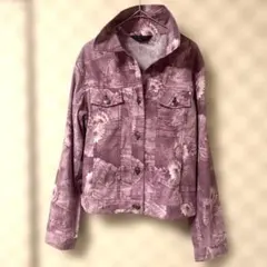 希少　デニムジャケット　スカート　上下セット　パープル　染め物　M レディース