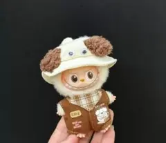 ミニラブブ 犬帽子 ぬい服 着せ替え服 4点セット 白 茶色 チェック