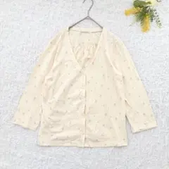 ノースオブジェクト プチ　しずく柄長袖カーディガン　刺繍　M アイボリー　可愛いのサムネイル