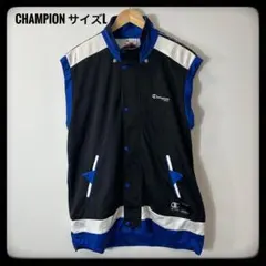 Champion チャンピオン トラックベスト L USA 青 黒90s 刺繍のサムネイル