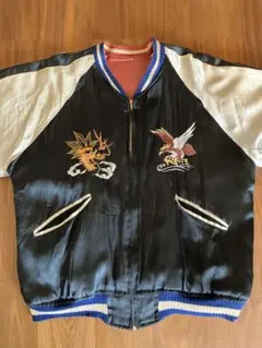 希少 60s〜70s ヴィンテージ スカジャン 龍 鷲 リバーシブル ダメージ有
