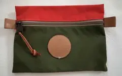 L.L.Bean ポーチ USA製 緑 赤 キャンバス 美品のサムネイル