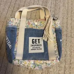 フラワープリントデニムバッグ