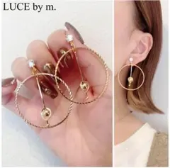 1006 ジルコニアピアス 華奢ゴールドビッグフープ お洒落のサムネイル