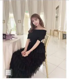 【値下げ❗️】オフショルニットチュールワンピース[ru1213]