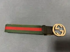 Gucci グリーン/レッド ストライプ ベルト