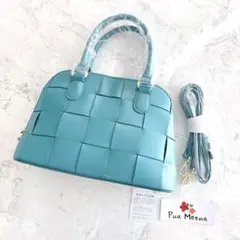 新品未使用】Pua Moenaピュアモエナ ハンドバッグ ターコイズブルー 