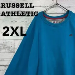 90s RUSSELL ATHLETIC 刺繍ロゴ入りスウェット 前V 2XL