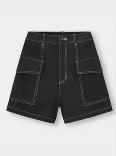 GU コントラストステッチ カーゴショートパンツ ブラック