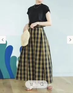 【BEAMS HEART】チェック柄 タックフレアスカート