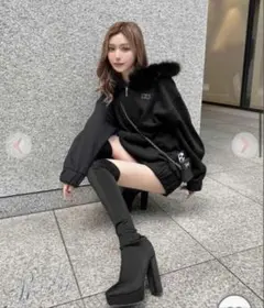 ブラック ニーハイブーツ ブーツ ストレッチロングブーツ レディ Rady