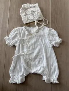 monbebe 退院着　ロンパース　ボンネット　セット