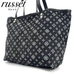 ✨良品✨ラシット ハンド トートバッグ モノグラム 大容量 肩掛け ブラック