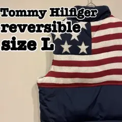 【Tommy Hilfiger】美品　リバーシブル　コットンベスト　サイズL