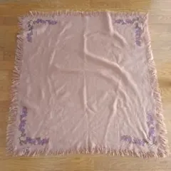 【JILLSTUART】花柄刺繍 くすみピンク フリンジ付きストール