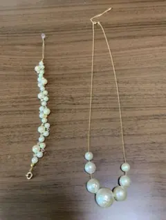 コットンパールネックレス&ブレスレット