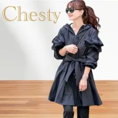 Chesty フリルコート スプリングコート チェスティ ナイロンジャケット Chesty（チェスティ） ブルゾン ジャンバー Bellona ナイロン