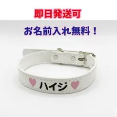 【名前入れ】文字プリント オリジナル首輪 白ホワイト Mサイズ【名入れ】