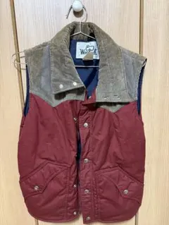 【BF値引き中】Woolrich コーデュロイ襟 ベスト S 赤/ベージュ