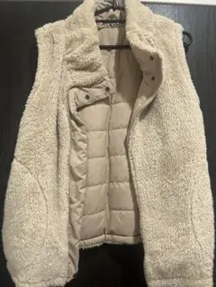 ボアベスト ベージュ フリース リバーシブル レディース