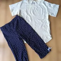 プティマインイエローTシャツとドット柄チェリーパンツセット