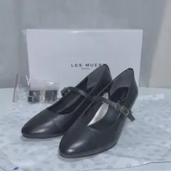 即日発送　LES MUES パンプス　ブラック　黒　レザー　入学式　就活　葬式