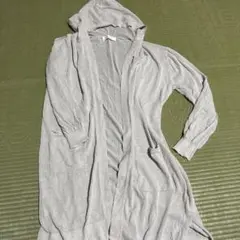 CECIL McBEE フード付き薄手ロングカーディガン グレー