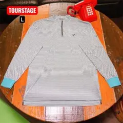 TOURSTAGE ハーフジップ 長袖 ボーダー シャツ ゴルフ L グリーン系のサムネイル