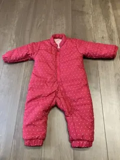 ジャンプスーツ　スキーウェア　ピンクドット キルティングアウター 80