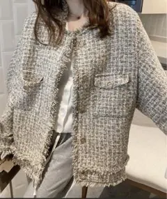 【SALE】ツイードノーカラージャケット