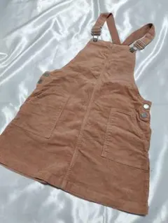 薄ピンク コーデュロイ ジャンバースカート