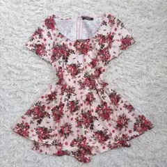 リズリサ系 花柄 ワンピース スカパン y2k 平成ギャル 姫ロリ M