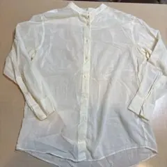 UNIQLO U アイボリー 長袖シアーシャツ L