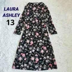 美品✨ローラアシュレイ　13　近年タグ　フラワープリントカシュクールワンピース