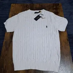 新品♪Polo Ralph Lauren ホワイト ケーブルニット 半袖