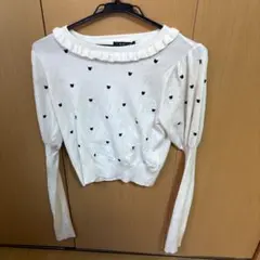 TRAVAS TOKYO クマ総柄 フリル 長袖ニット ホワイトのサムネイル