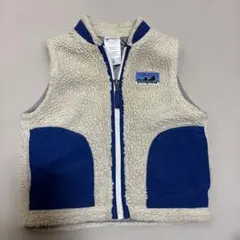 patagonia フリースベスト アイボリー/ネイビー