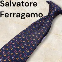 Salvatore Ferragamo 動物柄 ネクタイ　シルク100%