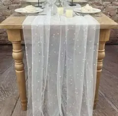 ウェルカムスペース　ウェディング　結婚式　チュール　テーブルクロス　パール付き