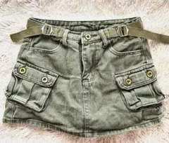 ミリタリー ミニスカート カーキ M デニム WEGO