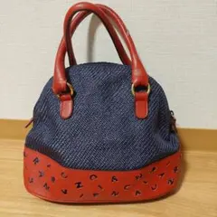 【希少】ニナリッチ NINA RICCI ハンドバッグ ネイビー レッド ロゴ