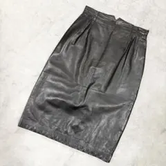 牛革レザー タイトスカート 黒　日本製　S 古着