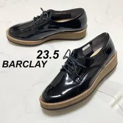 【未使用】BARCLAY レザーシューズ 本革 エナメル 黒 23.5のサムネイル